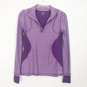 Champion 1/4 Zip Purple Activewear Long Sleeve Mesh Top Size XS